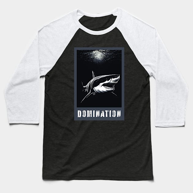 Great White Shark Domination Baseball T-Shirt by VoluteVisuals